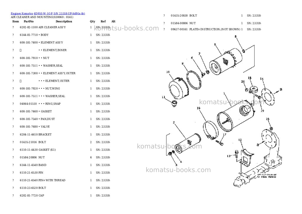 Komatsu 4d95s-w-1g-p s/n 23318-up Parts catalog cover Page 5