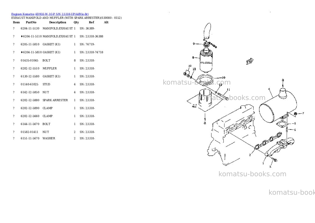Komatsu 4d95s-w-1g-p s/n 23318-up Parts catalog cover Page 7