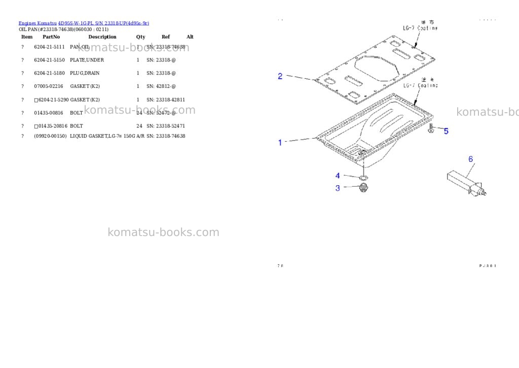 Komatsu 4d95s-w-1g-pl s/n 23318-up Parts catalog cover Page 10 Komatsu 4d95s-w-1g-pl s/n 23318-up Parts catalog cover Page 10