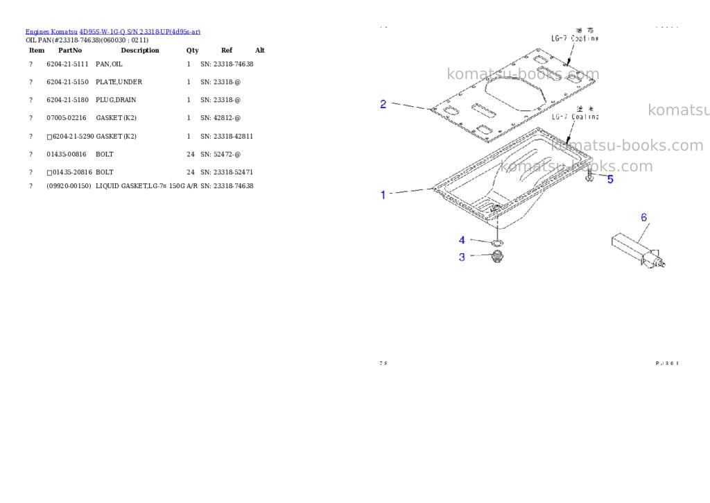 Komatsu 4d95s-w-1g-q s/n 23318-up Parts catalog cover Page 10 Komatsu 4d95s-w-1g-q s/n 23318-up Parts catalog cover Page 10