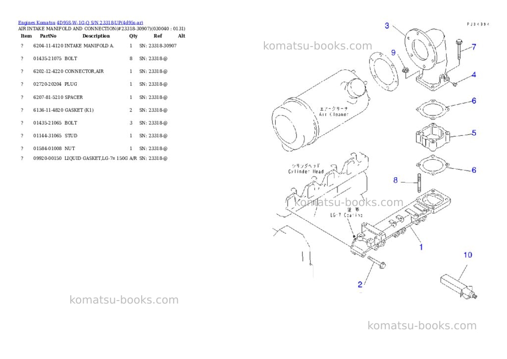 Komatsu 4d95s-w-1g-q s/n 23318-up Parts catalog cover Page 3 Komatsu 4d95s-w-1g-q s/n 23318-up Parts catalog cover Page 3