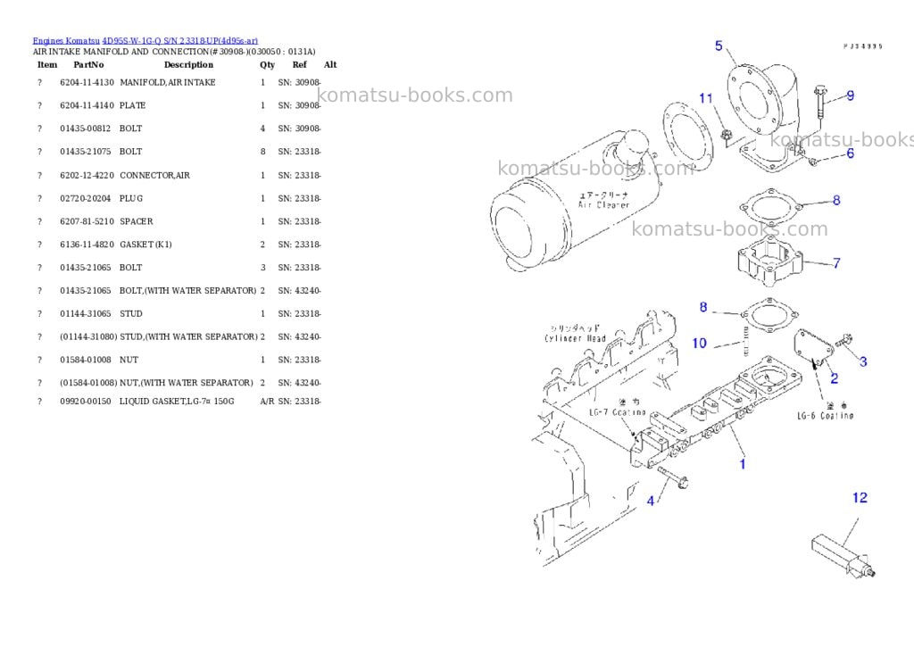 Komatsu 4d95s-w-1g-q s/n 23318-up Parts catalog cover Page 4 Komatsu 4d95s-w-1g-q s/n 23318-up Parts catalog cover Page 4