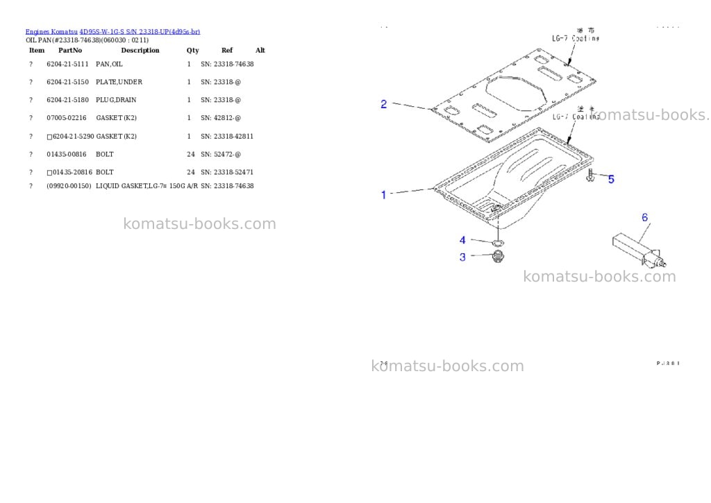 Komatsu 4d95s-w-1g-s s/n 23318-up Parts catalog cover Page 10