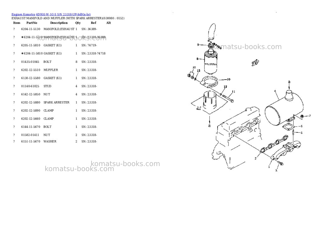 Komatsu 4d95s-w-1g-s s/n 23318-up Parts catalog cover Page 7