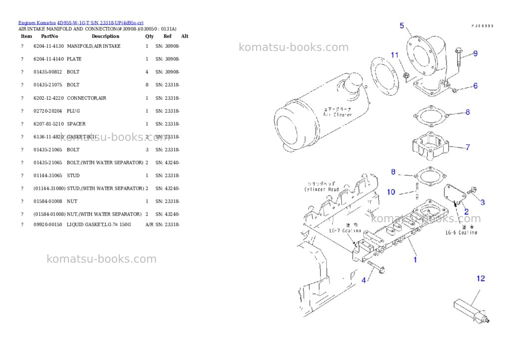 Komatsu 4d95s-w-1g-t s/n 23318-up trimming dozer Parts catalog cover Page 4