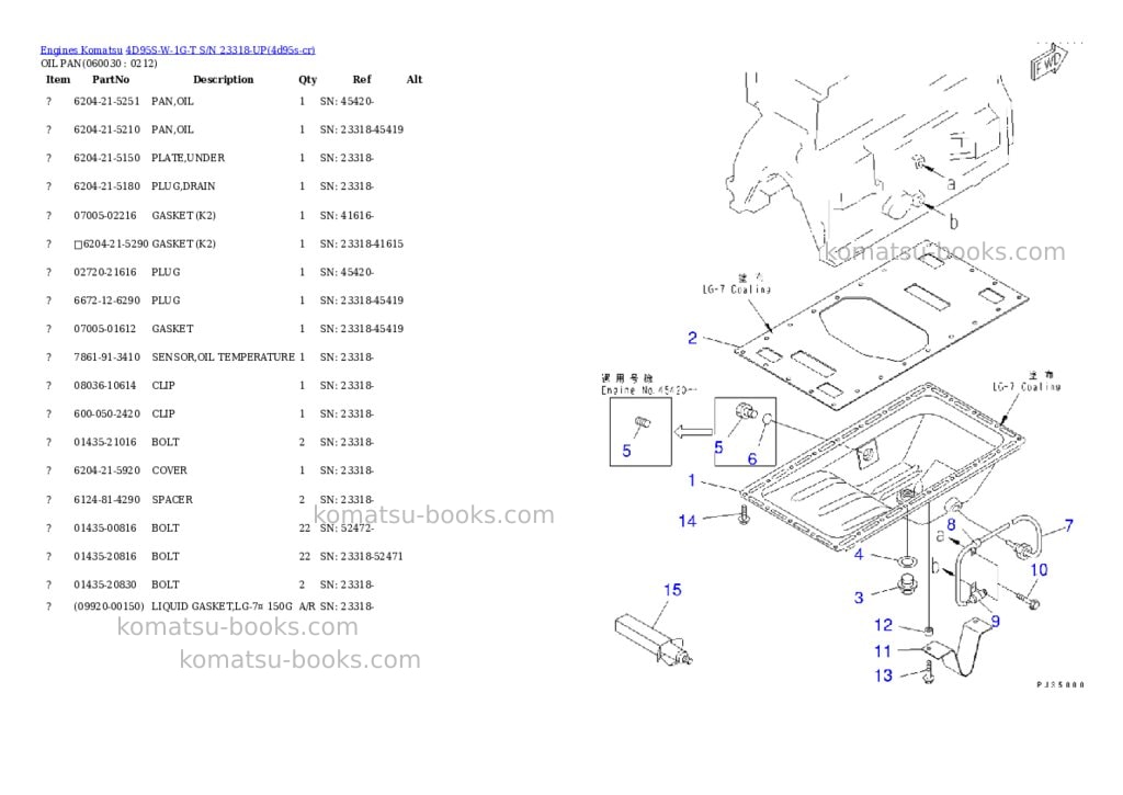 Komatsu 4d95s-w-1g-t s/n 23318-up trimming dozer Parts catalog cover Page 9