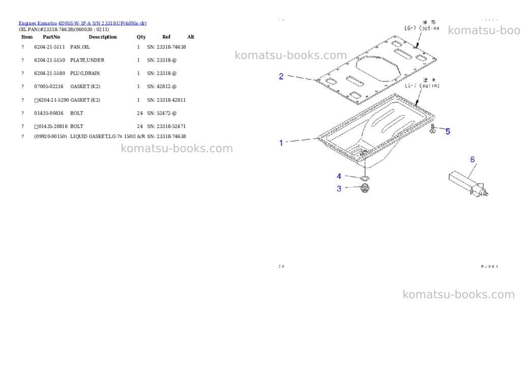 Komatsu 4d95s-w-1f-a s/n 23318-up Parts catalog cover Page 10 Komatsu 4d95s-w-1f-a s/n 23318-up Parts catalog cover Page 10