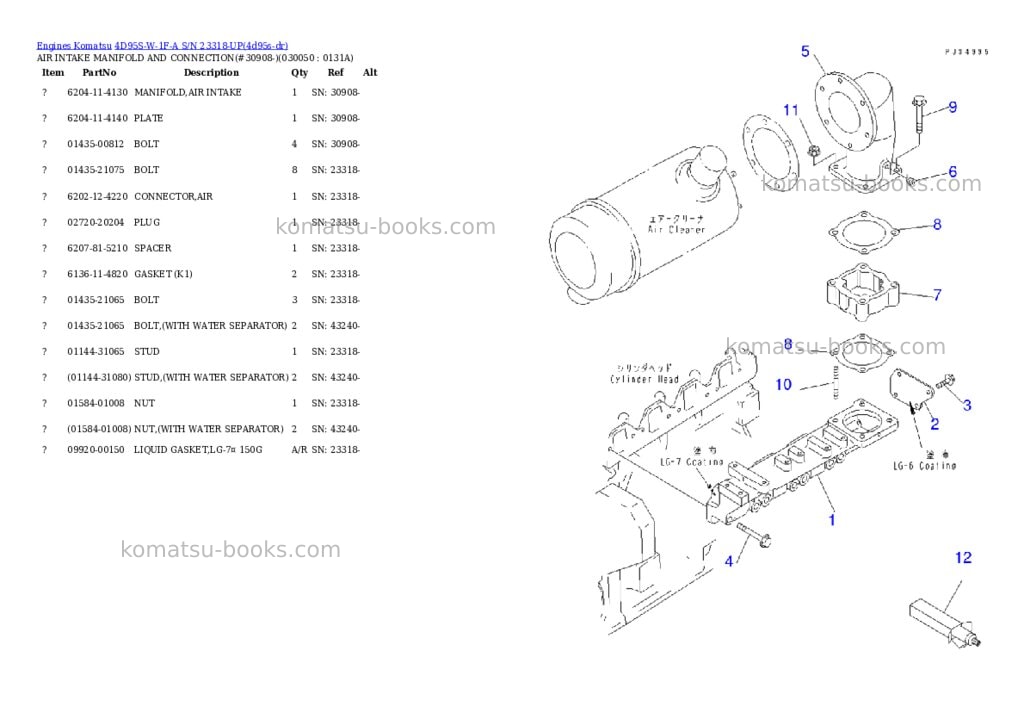 Komatsu 4d95s-w-1f-a s/n 23318-up Parts catalog cover Page 4 Komatsu 4d95s-w-1f-a s/n 23318-up Parts catalog cover Page 4