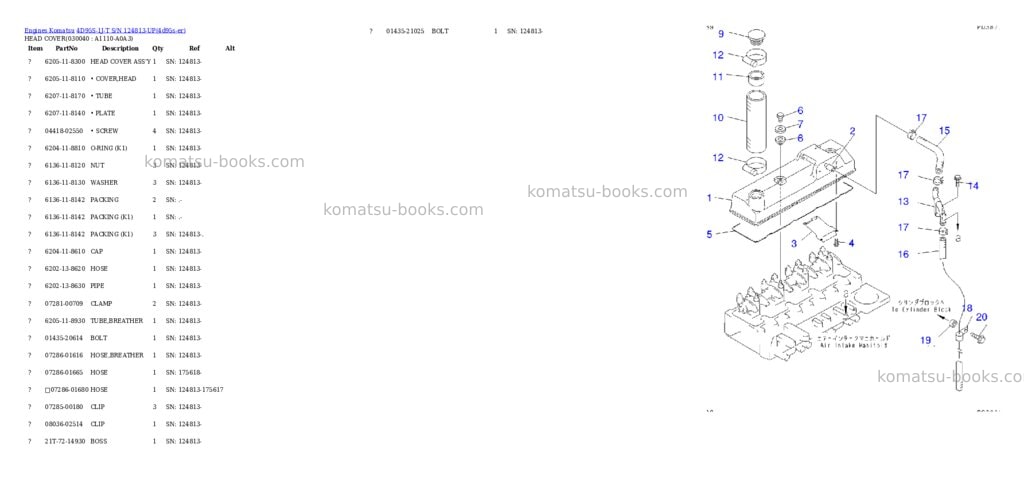 Komatsu 4d95s-1j-t s/n 124813-up Parts catalog cover Page 3