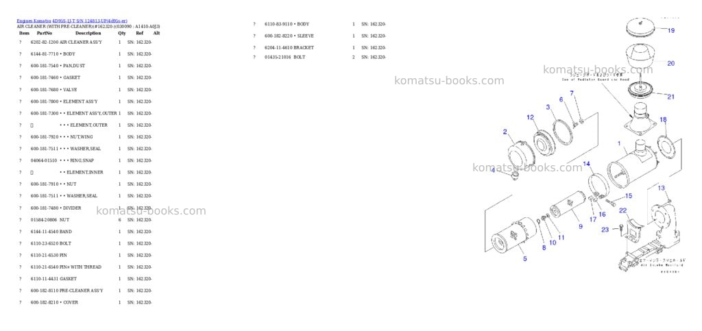 Komatsu 4d95s-1j-t s/n 124813-up Parts catalog cover Page 8