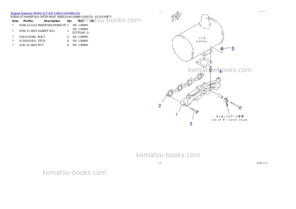 Komatsu 4D95S-1J-T S/N 124813-UP Parts catalog cover Page 10 Komatsu 4D95S-1J-T S/N 124813-UP Parts catalog cover Page 10
