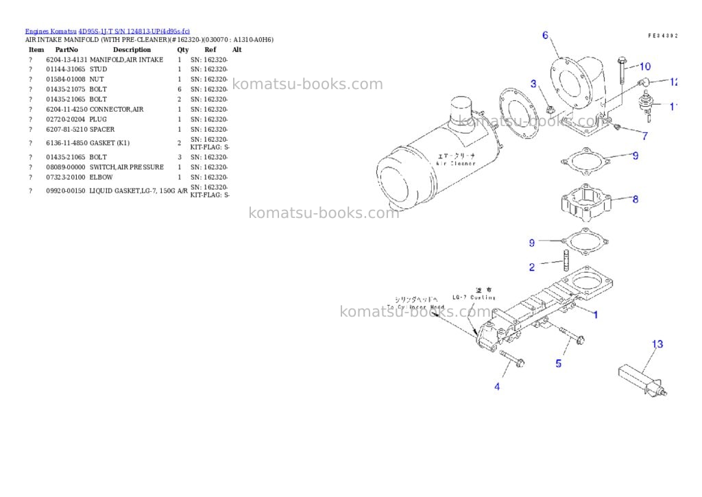Komatsu 4D95S-1J-T S/N 124813-UP Parts catalog cover Page 6 Komatsu 4D95S-1J-T S/N 124813-UP Parts catalog cover Page 6