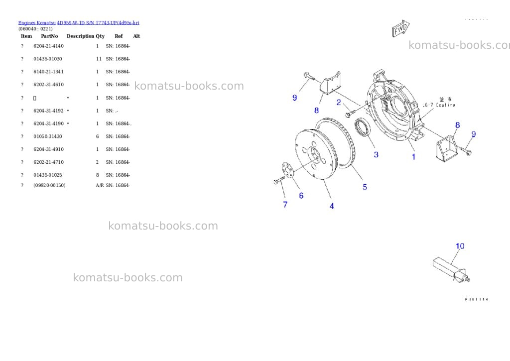 Komatsu 4d95s-w-1d s/n 17743-up Parts catalog cover Page 10 Komatsu 4d95s-w-1d s/n 17743-up Parts catalog cover Page 10