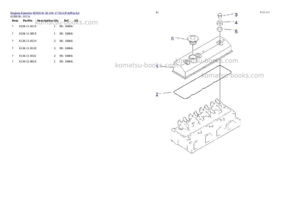 Komatsu 4d95s-w-1d s/n 17743-up Parts catalog cover Page 2 Komatsu 4d95s-w-1d s/n 17743-up Parts catalog cover Page 2