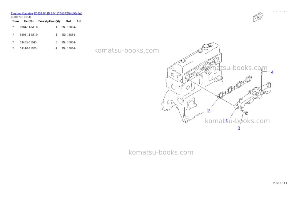 Komatsu 4d95s-w-1d s/n 17743-up Parts catalog cover Page 6 Komatsu 4d95s-w-1d s/n 17743-up Parts catalog cover Page 6