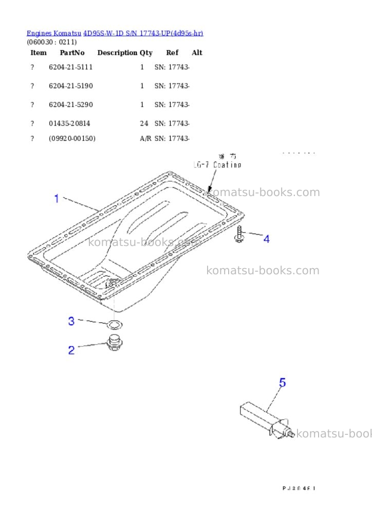 Komatsu 4d95s-w-1d s/n 17743-up Parts catalog cover Page 9 Komatsu 4d95s-w-1d s/n 17743-up Parts catalog cover Page 9