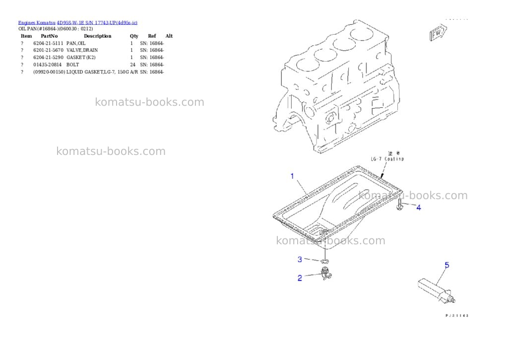 Komatsu 4D95S-W-1E S/N 17743-UP Parts catalog cover Page 10