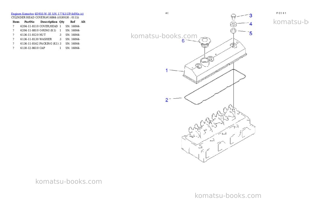 Komatsu 4D95S-W-1E S/N 17743-UP Parts catalog cover Page 2