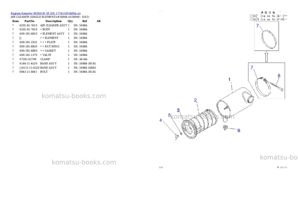 Komatsu 4D95S-W-1E S/N 17743-UP Parts catalog cover Page 5