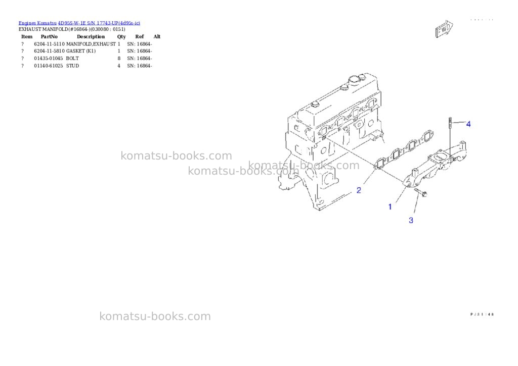 Komatsu 4D95S-W-1E S/N 17743-UP Parts catalog cover Page 7