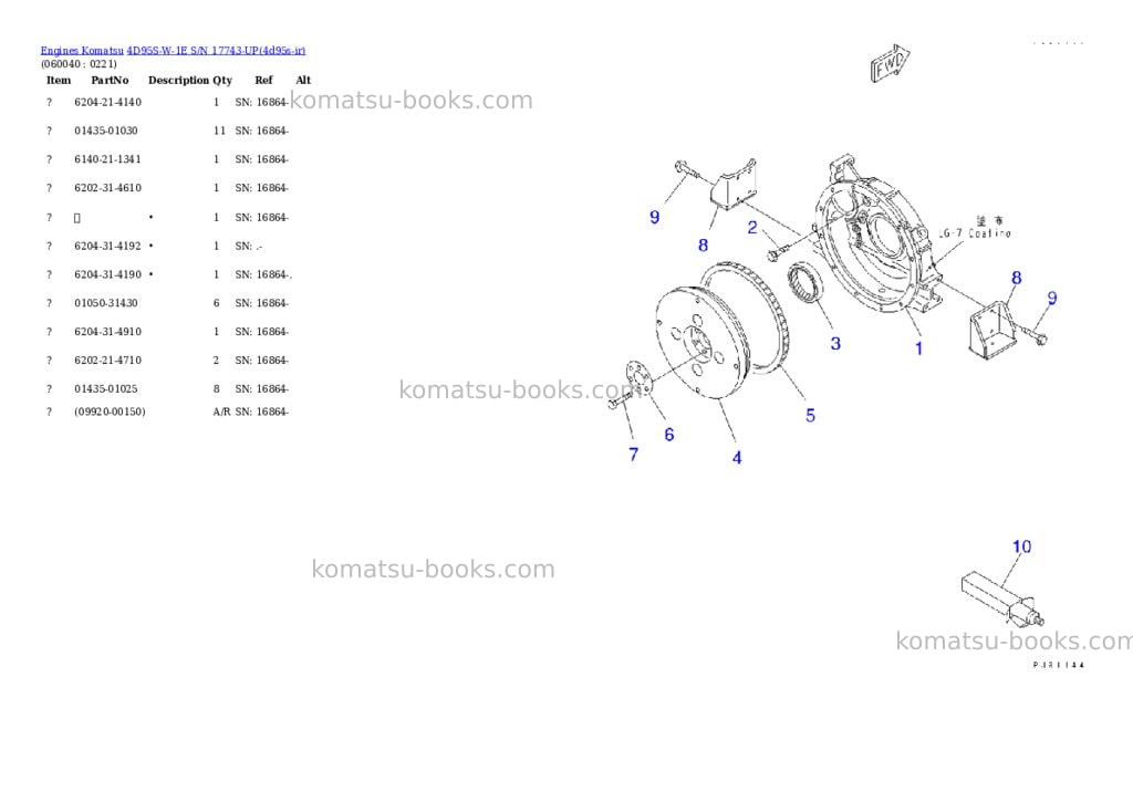 Komatsu 4d95s-w-1e s/n 17743-up Parts catalog cover Page 10 Komatsu 4d95s-w-1e s/n 17743-up Parts catalog cover Page 10