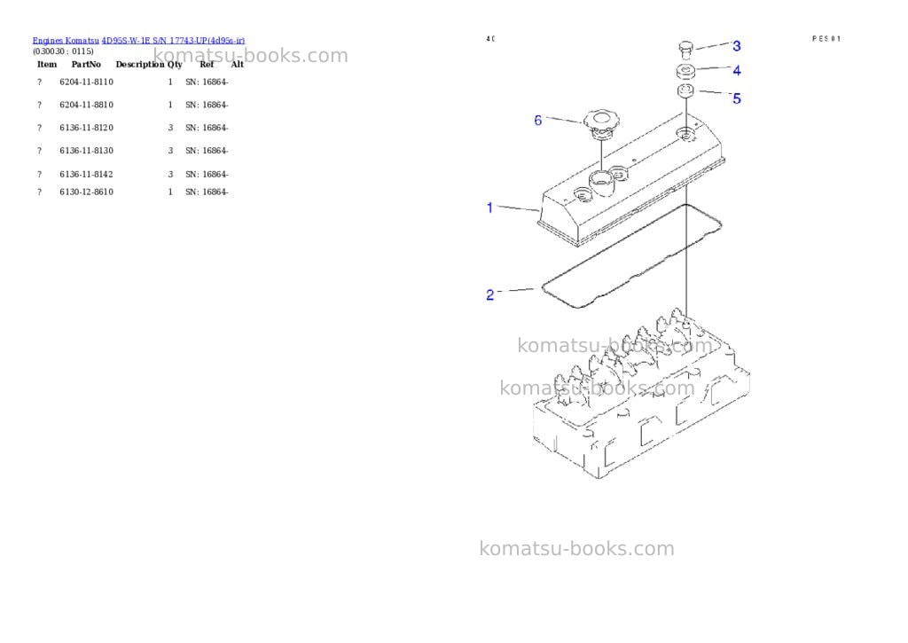 Komatsu 4d95s-w-1e s/n 17743-up Parts catalog cover Page 2 Komatsu 4d95s-w-1e s/n 17743-up Parts catalog cover Page 2