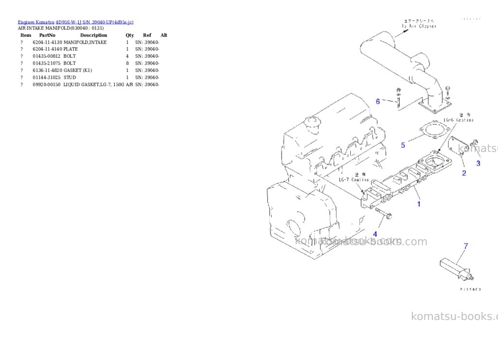 Komatsu 4D95S-W-1J S/N 39040-UP Parts catalog cover Page 3