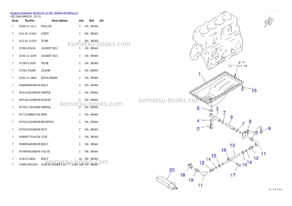 Komatsu 4d95s-w-1j s/n 39040-up Parts catalog cover Page 8 Komatsu 4d95s-w-1j s/n 39040-up Parts catalog cover Page 8