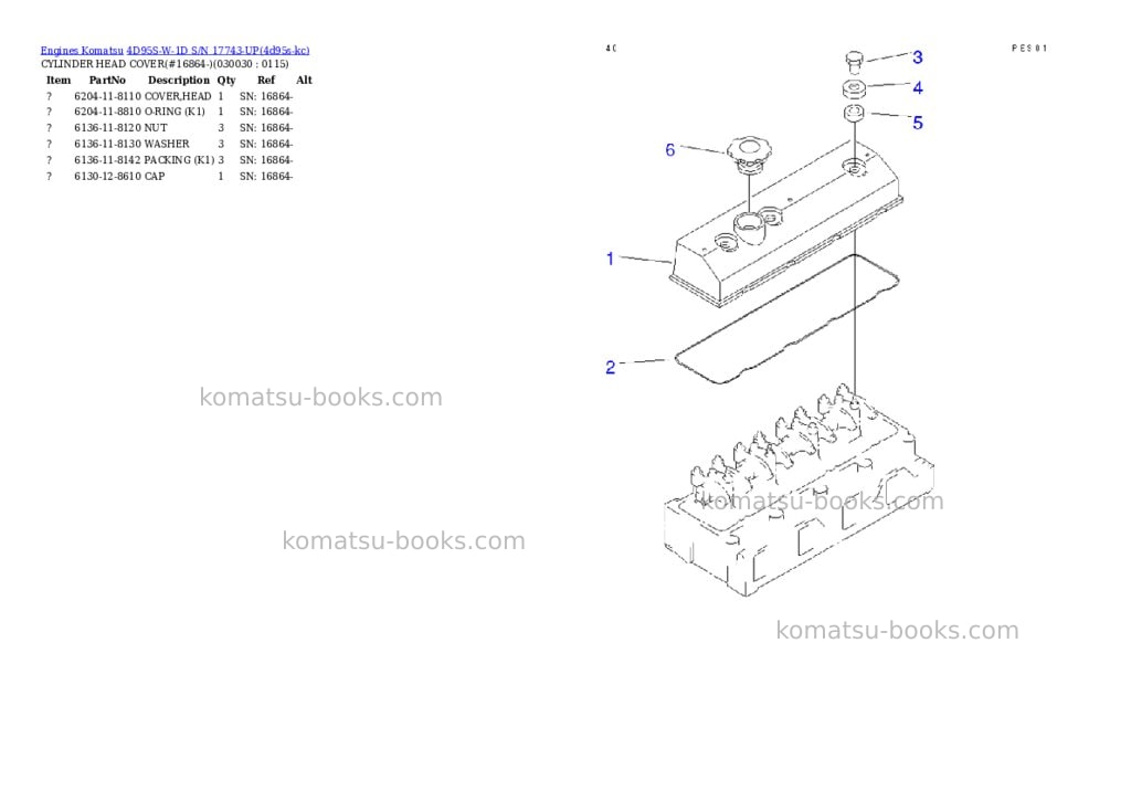 Komatsu 4D95S-W-1D S/N 17743-UP Parts catalog cover Page 2 Komatsu 4D95S-W-1D S/N 17743-UP Parts catalog cover Page 2