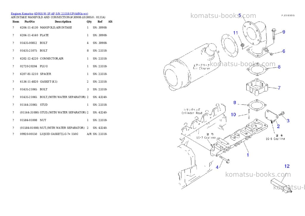 Komatsu 4D95S-W-1F-AP S/N 23318-UP Parts catalog cover Page 4 Komatsu 4D95S-W-1F-AP S/N 23318-UP Parts catalog cover Page 4