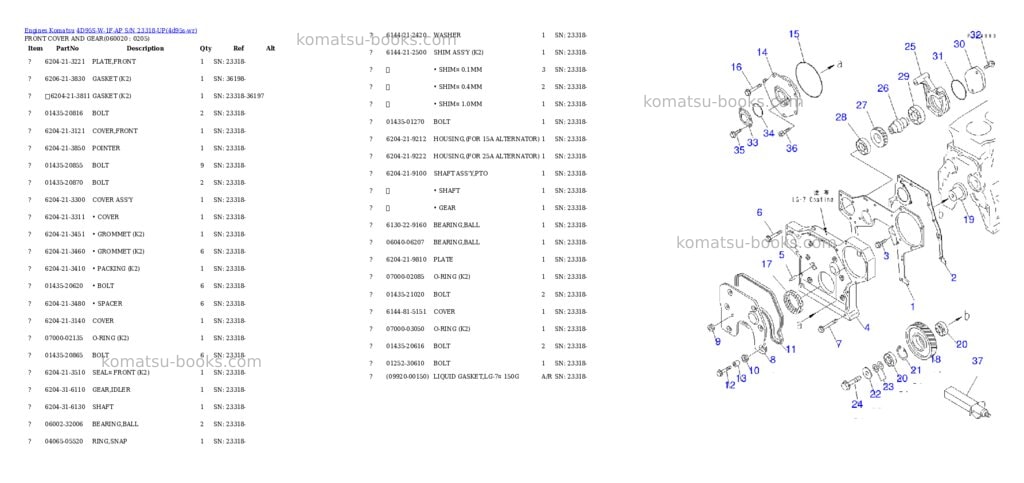 Komatsu 4D95S-W-1F-AP S/N 23318-UP Parts catalog cover Page 9 Komatsu 4D95S-W-1F-AP S/N 23318-UP Parts catalog cover Page 9