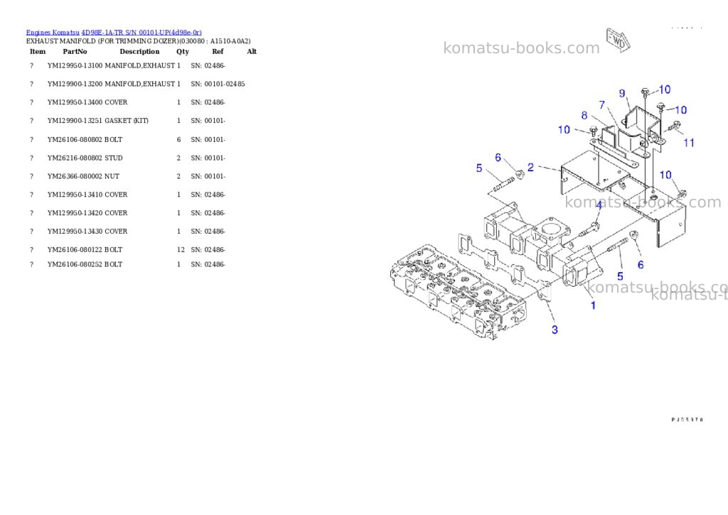 Komatsu 4D98E-1A-TR S/N 00101-UP Parts catalog cover Page 7 Komatsu 4D98E-1A-TR S/N 00101-UP Parts catalog cover Page 7