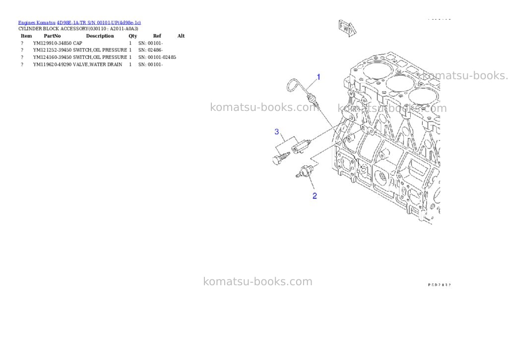 Komatsu 4d98e-1a-tr s/n 00101-up Parts catalog cover Page 10 Komatsu 4d98e-1a-tr s/n 00101-up Parts catalog cover Page 10