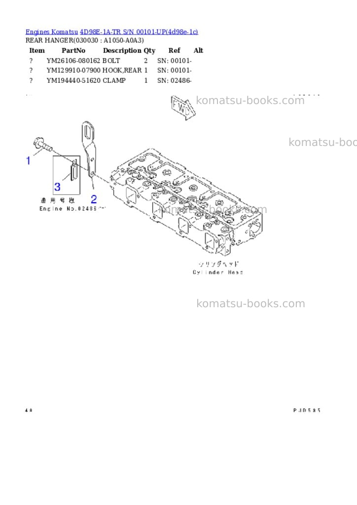 Komatsu 4d98e-1a-tr s/n 00101-up Parts catalog cover Page 2 Komatsu 4d98e-1a-tr s/n 00101-up Parts catalog cover Page 2