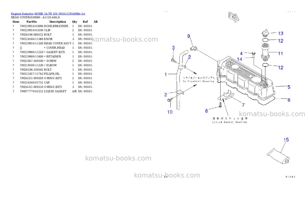 Komatsu 4d98e-1a-tr s/n 00101-up Parts catalog cover Page 3 Komatsu 4d98e-1a-tr s/n 00101-up Parts catalog cover Page 3