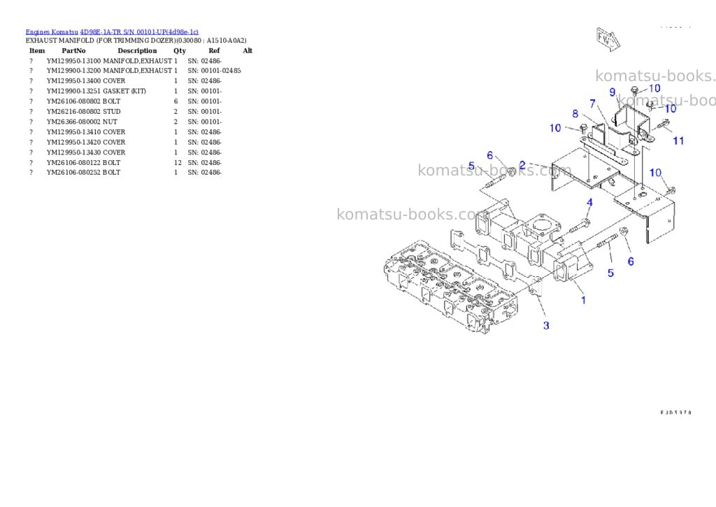 Komatsu 4d98e-1a-tr s/n 00101-up Parts catalog cover Page 7 Komatsu 4d98e-1a-tr s/n 00101-up Parts catalog cover Page 7
