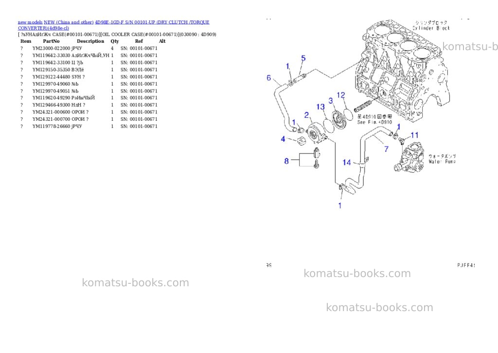 Komatsu 4d98e-1gd-f s/n 00101-up dry clutch /torque converter Parts catalog cover Page 3 Komatsu 4d98e-1gd-f s/n 00101-up dry clutch /torque converter Parts catalog cover Page 3