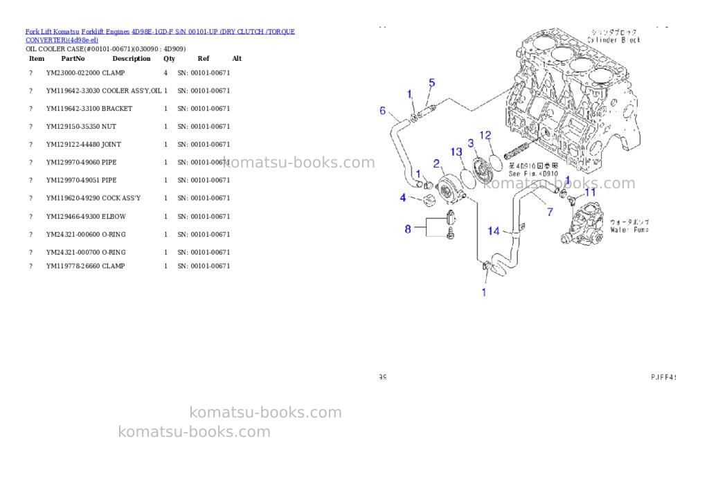 Komatsu 4d98e-1gd-f s/n 00101-up （ﾄﾞﾗｲｸﾗｯﾁ/ﾄﾙｸｺﾝﾊﾞｰﾀ） Parts catalog cover Page 8