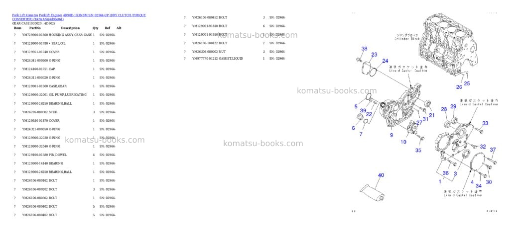 Komatsu 4D98E-1G38-BM S/N 02964-UP (DRY CLUTCH /TORQUE CONVERTER) (TAIWAN) Parts catalog cover Komatsu 4D98E-1G38-BM S/N 02964-UP (DRY CLUTCH /TORQUE CONVERTER) (TAIWAN) Parts catalog cover