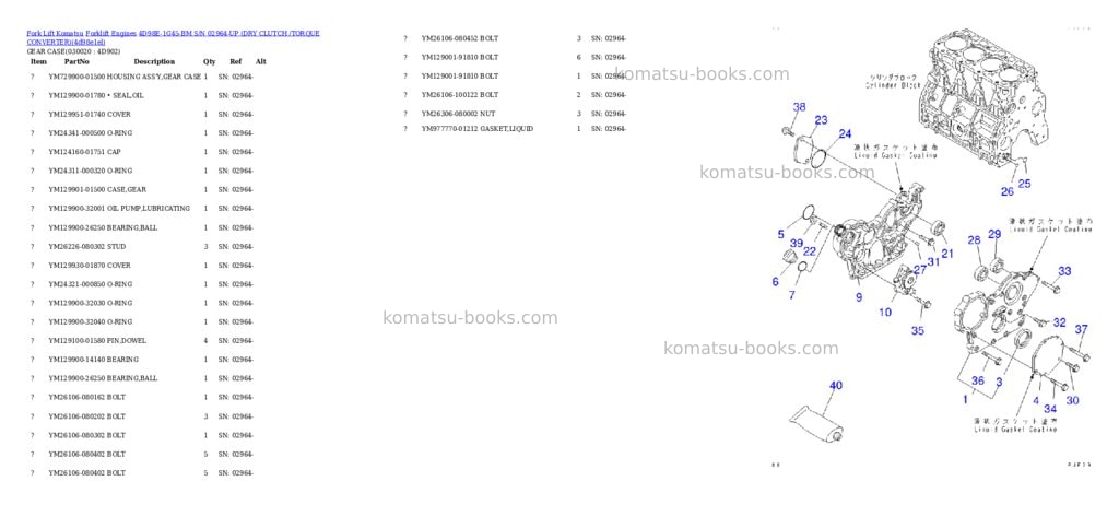 Komatsu 4d98e-1g45-bm s/n 02964-up (ドライクラッチ/トルクコンバータ) Parts catalog cover Komatsu 4d98e-1g45-bm s/n 02964-up (ドライクラッチ/トルクコンバータ) Parts catalog cover