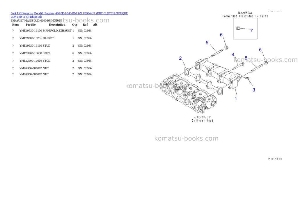 Komatsu 4d98e-1g45-bm s/n 02964-up (ドライクラッチ/トルクコンバータ) Parts catalog cover Page 5 Komatsu 4d98e-1g45-bm s/n 02964-up (ドライクラッチ/トルクコンバータ) Parts catalog cover Page 5