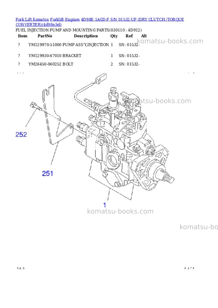 Komatsu 4d98e-1agd-f s/n 01532-up dry clutch /torque converter Parts catalog cover Page 10 Komatsu 4d98e-1agd-f s/n 01532-up dry clutch /torque converter Parts catalog cover Page 10