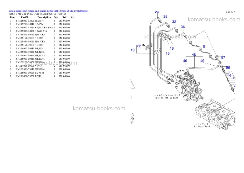 Komatsu 4d98e-1b41-c s/n 06140-up Parts catalog cover Page 10