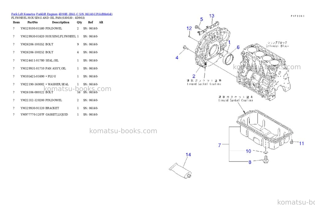 Komatsu 4D98E-1B41-C S/N 06140-UP Parts catalog cover Page 2 Komatsu 4D98E-1B41-C S/N 06140-UP Parts catalog cover Page 2