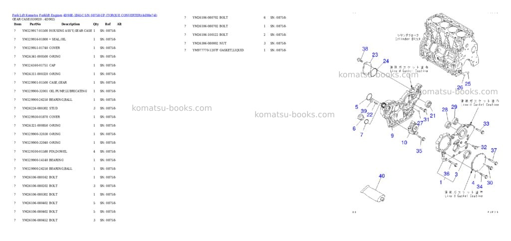 Komatsu 4d98e-1b45c s/n 08758-up (トルクコンバータ) Parts catalog cover Komatsu 4d98e-1b45c s/n 08758-up (トルクコンバータ) Parts catalog cover