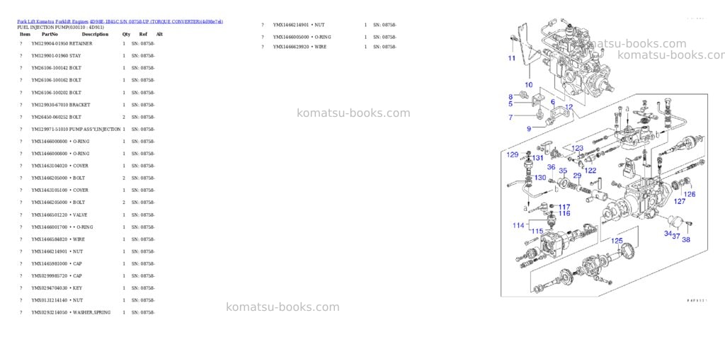 Komatsu 4d98e-1b45c s/n 08758-up (トルクコンバータ) Parts catalog cover Page 10 Komatsu 4d98e-1b45c s/n 08758-up (トルクコンバータ) Parts catalog cover Page 10