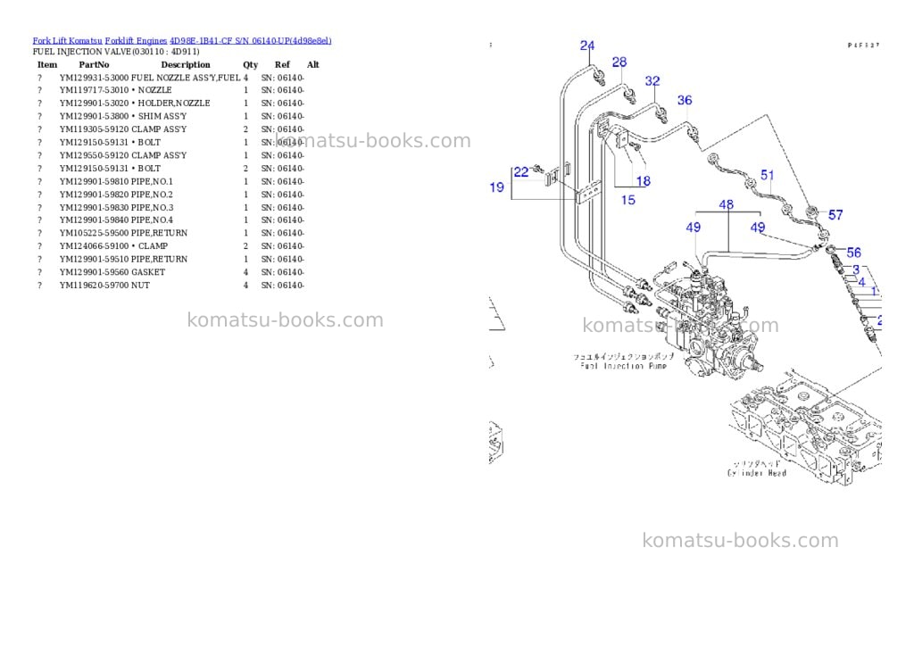 Komatsu 4D98E-1B41-CF S/N 06140-UP Parts catalog cover Page 10