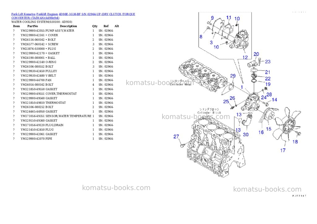 Komatsu 4D98E-1G38-BF S/N 02964-UP (DRY CLUTCH /TORQUE CONVERTER) (TAIWAN) Parts catalog cover Page 9