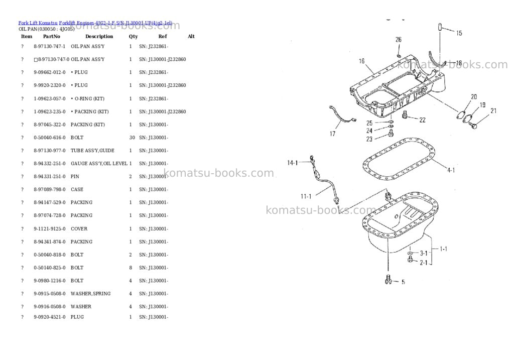 Komatsu 4jg2-1-f s/n j130001-up Parts catalog cover Page 4 Komatsu 4jg2-1-f s/n j130001-up Parts catalog cover Page 4