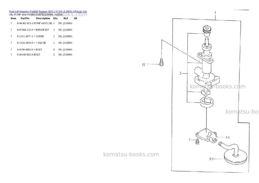 Komatsu 4jg2-1-f s/n j130001-up Parts catalog cover Page 5 Komatsu 4jg2-1-f s/n j130001-up Parts catalog cover Page 5